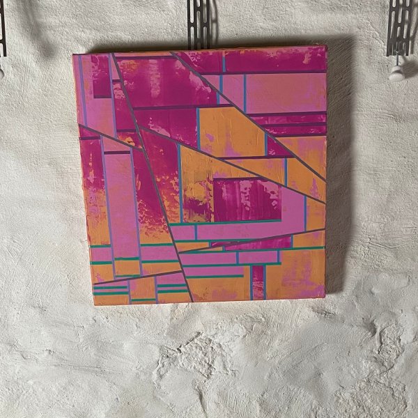 pink, yellow, green and blue painting on canvas