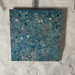 multiple blue splatters of paint