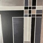 silver black and white blocks and lines 24x36 acrylic on canvas painting closeup